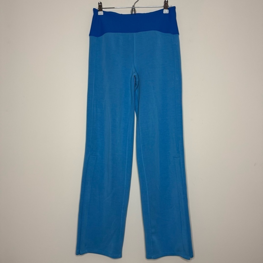 FREE PEOPLE Movement Blue Soft Wide Leg Zipper Hem Loungewear Atheleisure Pants